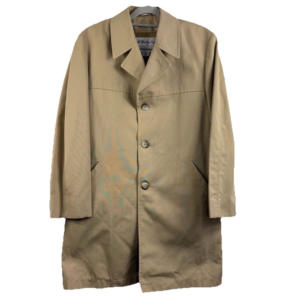 Vintage USA All Weather Coat By Grais Mens 40R Removable Liner Single Breasted